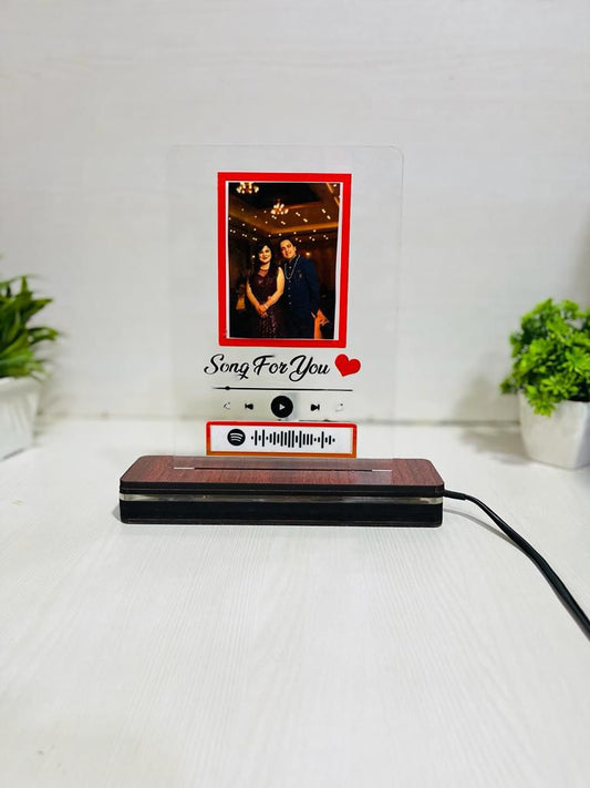 Personalized Spotify Plaque Rectangular Photo Frame With Light & Remote Gifts With Scannable Song Code & Photo 5X7 Inches(Clear Plexiglass Tabletop)