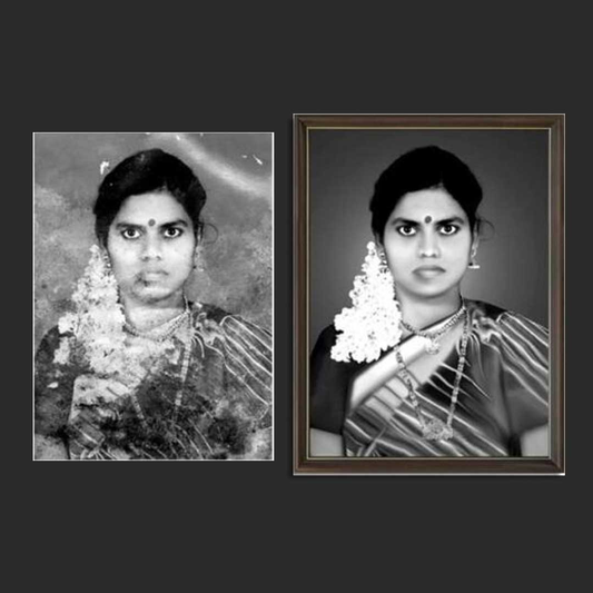 Personalized Restoration Photo Print Black and White To Black and White and colour