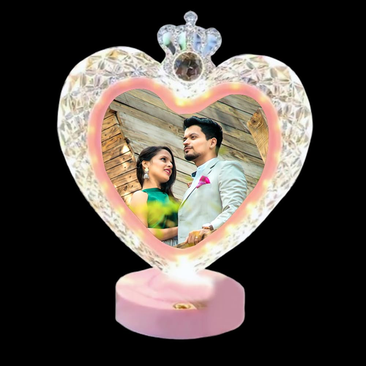 Customized LED Heart Shape table top Frame with Touch Button !Best Gifts for Anniversary, Couple, Birthday, Valentine, Wedding ! Pack of 1