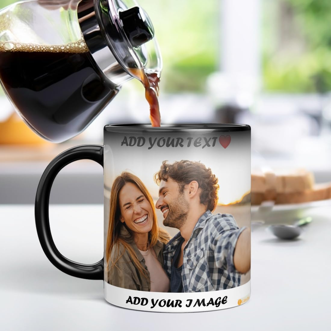 Personalized Magic Mug – Custom Photo, Text, Logo | Heat Sensitive Color Changing Mug | Unique Gift for Birthday, Anniversary, Valentine’s Day |...