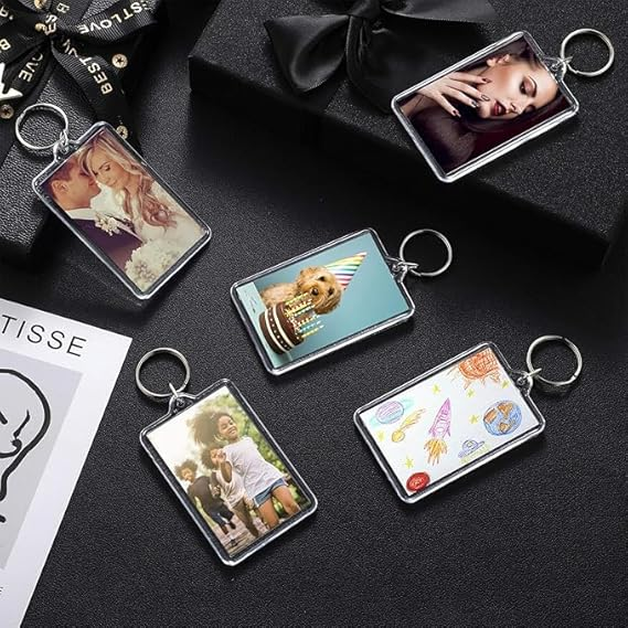 Customised Paper Effect Acrylic Photo Keychain Both Side Personalized Keychain Anniversary Gift For Couple Special,Birthday Gift Bike Keychain (Rectangle)