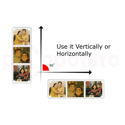 Acrylic Magnetic Picture Photo Frames | Vertical Strip Magnetic Fridge Photo Frame for 3 Photos, Slim 17x4.7 cm | Photo Booth Frame | Personaliseable Gift