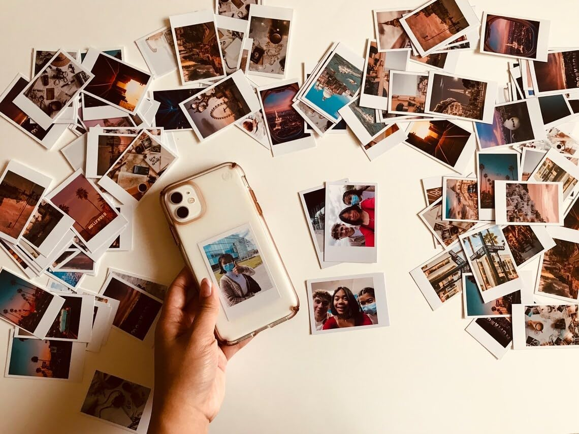 Customised Mini Photo Prints Personalized Gifts with Your Photos | polaroid photo | Vintage Style Polaroid Cards Multicolour 2 x 3 Inches, White