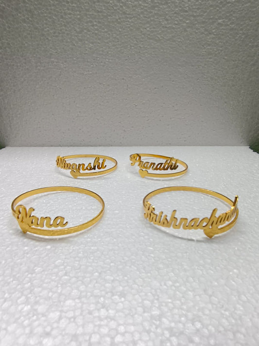 Customized Personalised Single Name Hand Kada/Bracelet with Heart Unisex Adult I Letter Name l Custom Necklace l Initial Name I Gift for His/Her/Love/Gift to Personalized Name