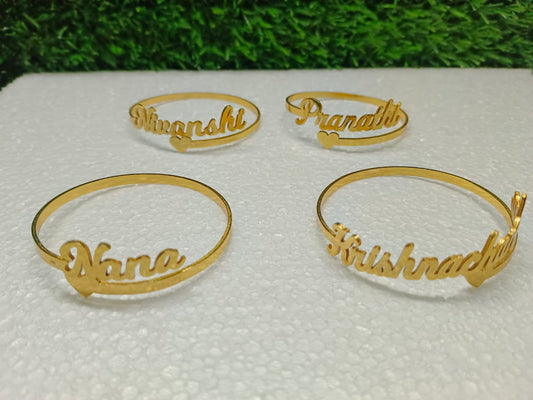 Customized Personalised Single Name Hand Kada/Bracelet with Heart Unisex Adult I Letter Name l Custom Necklace l Initial Name I Gift for His/Her/Love/Gift to Personalized Name