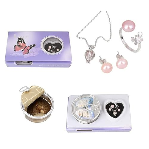 White Pearl Pendant Necklace with Two Earrings One FingerRing Love Pearl-Wish Comes True Valentine Gifts for Girlfriend, Wife, fiancée