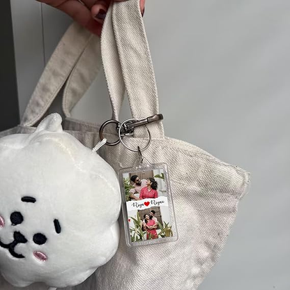 Customised Paper Effect Acrylic Photo Keychain Both Side Personalized Keychain Anniversary Gift For Couple Special,Birthday Gift Bike Keychain (Rectangle)