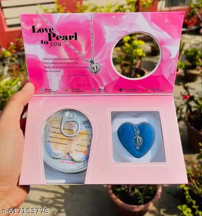 White Pearl Pendant Necklace with Two Earrings One FingerRing Love Pearl-Wish Comes True Valentine Gifts for Girlfriend, Wife, fiancée