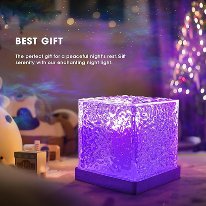 Acrylic Romantic Ocean Wave Night Light Projector Lamp, 3D Water Wave Effect, LED Projection Lamp for Bedroom, Living Room, Home Decor, Remote Control, Blue