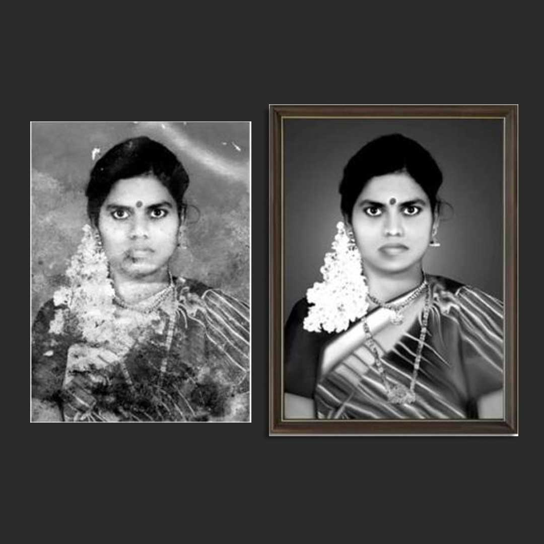 Personalized Restoration Photo Print Black and White To Black and White and colour