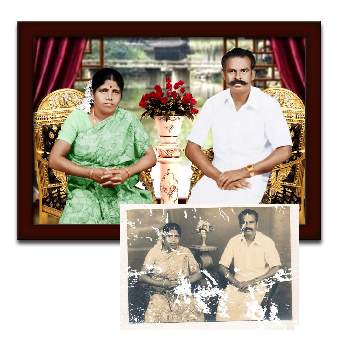 Personalized Restoration Photo Print Black and White To Black and White and colour