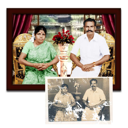 Personalized Restoration Photo Print Black and White To Black and White and colour