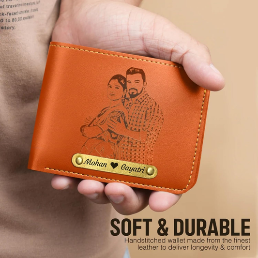Wallet for Men with Name and Picture, customised PU Leather Wallet and Card Holder for Giftings to Husband, Brother, Father or Friend. Personalised Gift...