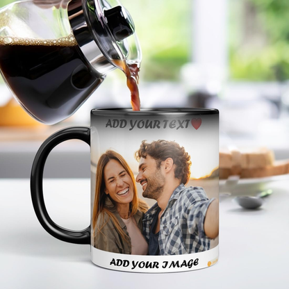 Personalized Magic Mug – Custom Photo, Text, Logo | Heat Sensitive Color Changing Mug | Unique Gift for Birthday, Anniversary, Valentine’s Day |...