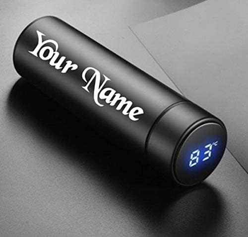 Customized Stainless Steel Bottle with LED Temperature Display, Double Wall Vacuum Flask, 500 ML Black