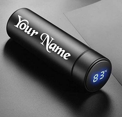 Customized Stainless Steel Bottle with LED Temperature Display, Double Wall Vacuum Flask, 500 ML Black