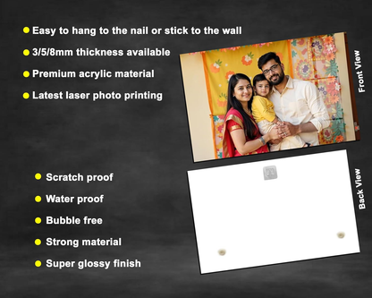 Customized Acrylic Photo Frame for Wall Personalized Clear Acrylic Wall Mount Frameless Picture Photo | Photo Frame for Birthday, Special Moment, Family