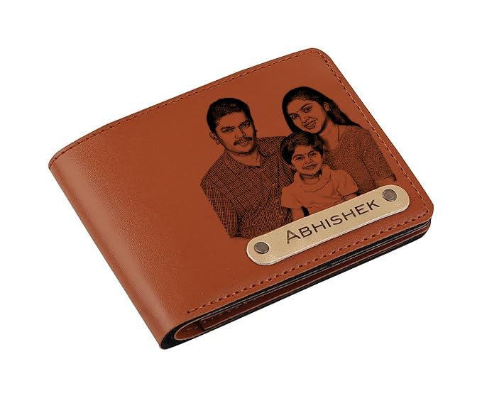 Wallet for Men with Name and Picture, customised PU Leather Wallet and Card Holder for Giftings to Husband, Brother, Father or Friend. Personalised Gift...
