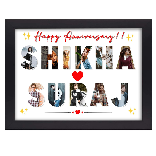 Name Collage Photo Frames, Best Customized Gifts Personalized Alphabet Letter Picture Photo Frame, Memorable Gift for Birthday, Wedding, Anniversary