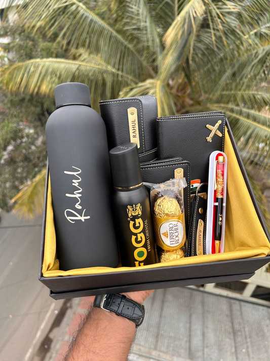 Premium Personalised Gift Set with Bottle, Keychain, Pen, Deo & Chocolate