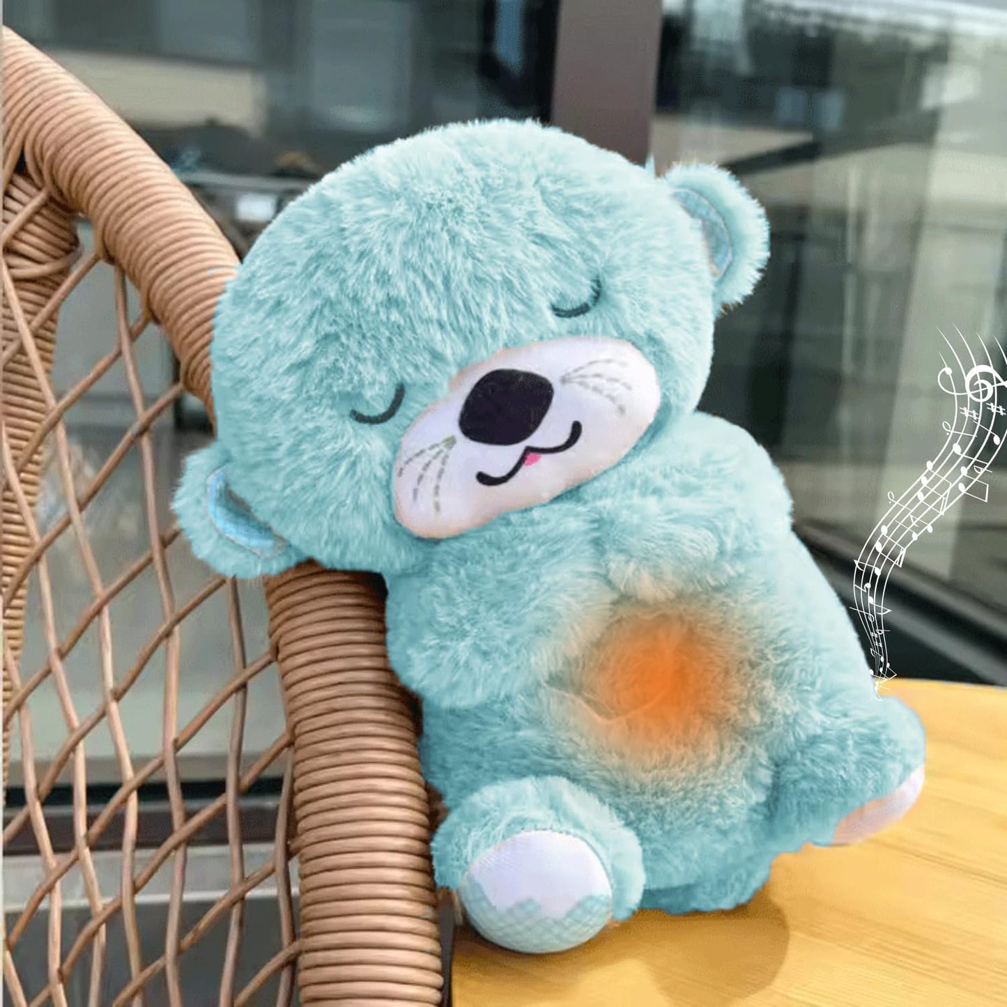 Breathing Teddy Bear with Light Otter Glowing Music for Baby Sensory Sleep Lights Rhythmic Simulation Plush for Babies Kids Soothing Sound and Decor Item Specially for Gift