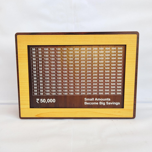 Wooden Savings Box with Chart | Reusable Money Saving Box with Custom Photo Frame | Budget Planner Gift for Kids, Family & Couples | Wooden Piggy Bank with Tracker