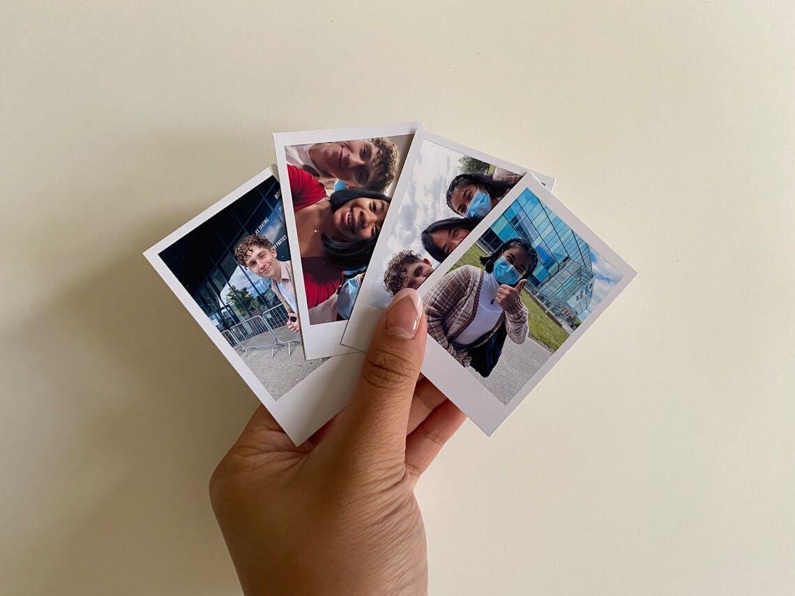 Customised Mini Photo Prints Personalized Gifts with Your Photos | polaroid photo |  Vintage Style Polaroid Cards Multicolour 2 x 3 Inches, White