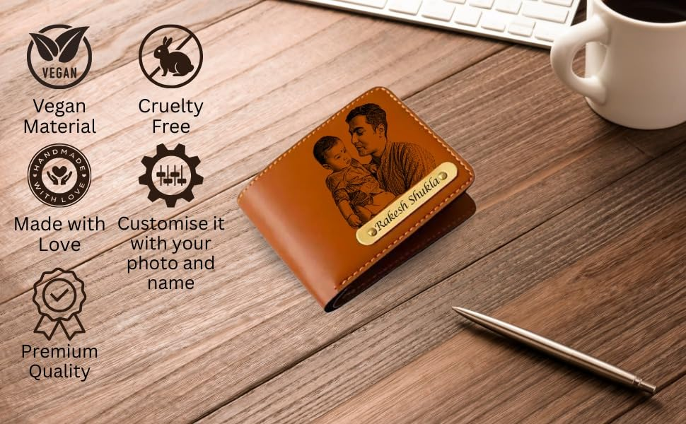 Wallet for Men with Name and Picture, customised PU Leather Wallet and Card Holder for Giftings to Husband, Brother, Father or Friend. Personalised Gift...