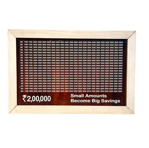 Wooden Savings Box with Chart | Reusable Money Saving Box with Custom Photo Frame | Budget Planner Gift for Kids, Family & Couples | Wooden Piggy Bank with Tracker