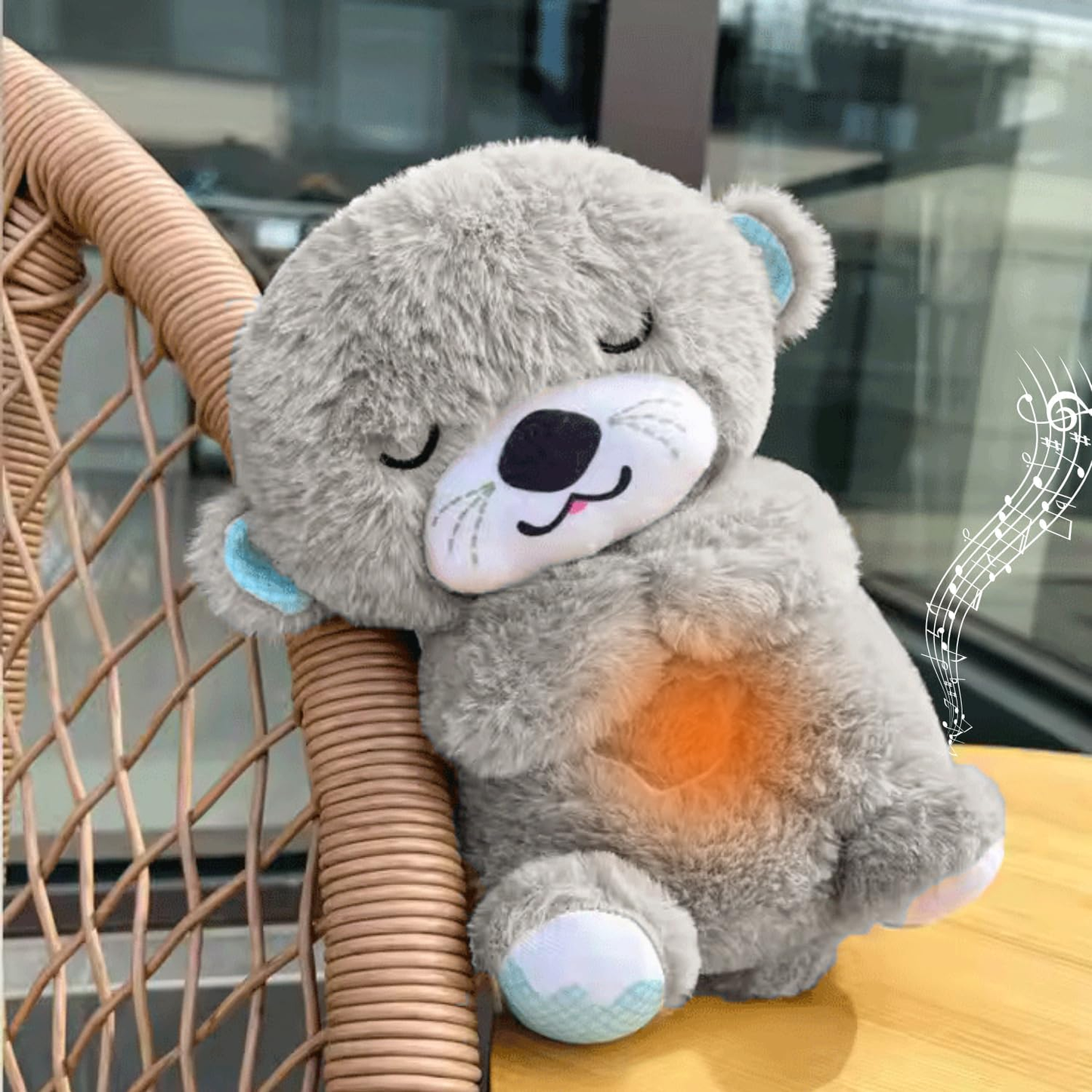 Breathing Teddy Bear with Light Otter Glowing Music for Baby Sensory Sleep Lights Rhythmic Simulation Plush for Babies Kids Soothing Sound and Decor Item Specially for Gift
