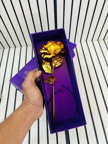 24K Gold Rose With Gift Box - Best Gift On Valentine'S Day, Rose Day. Gold Dipped Rose With Gift Box
