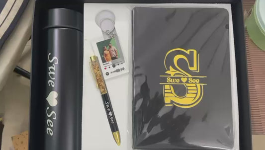 Your Name Customized Personalized 4 In 1 Engraved Steel Bottle 500 milliliter With diary , Pen and acrylic photo keychain For Office - School, Gifts